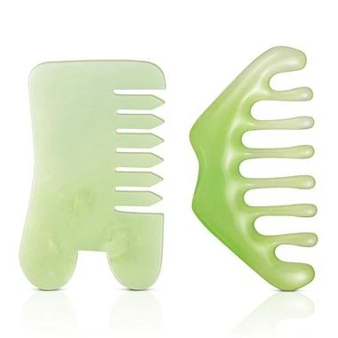 2 Stücke Jade Stone Guasha Kammmassagewerkzeug
